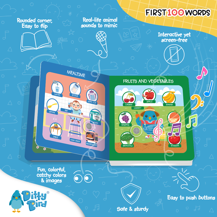First 100 Words | Ditty Bird Book-Award Family Choice USB-C Ditty Bird