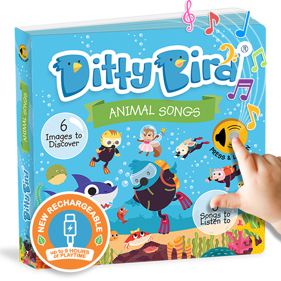 Ditty Bird Book:Animal songs - Baby Shark- BESTSELLER- USB-C Ditty Bird