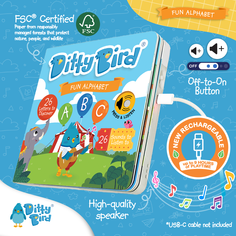 Fun Alphabet | ABC Song | Ditty Bird Baby Sound Book USB-C Ditty Bird