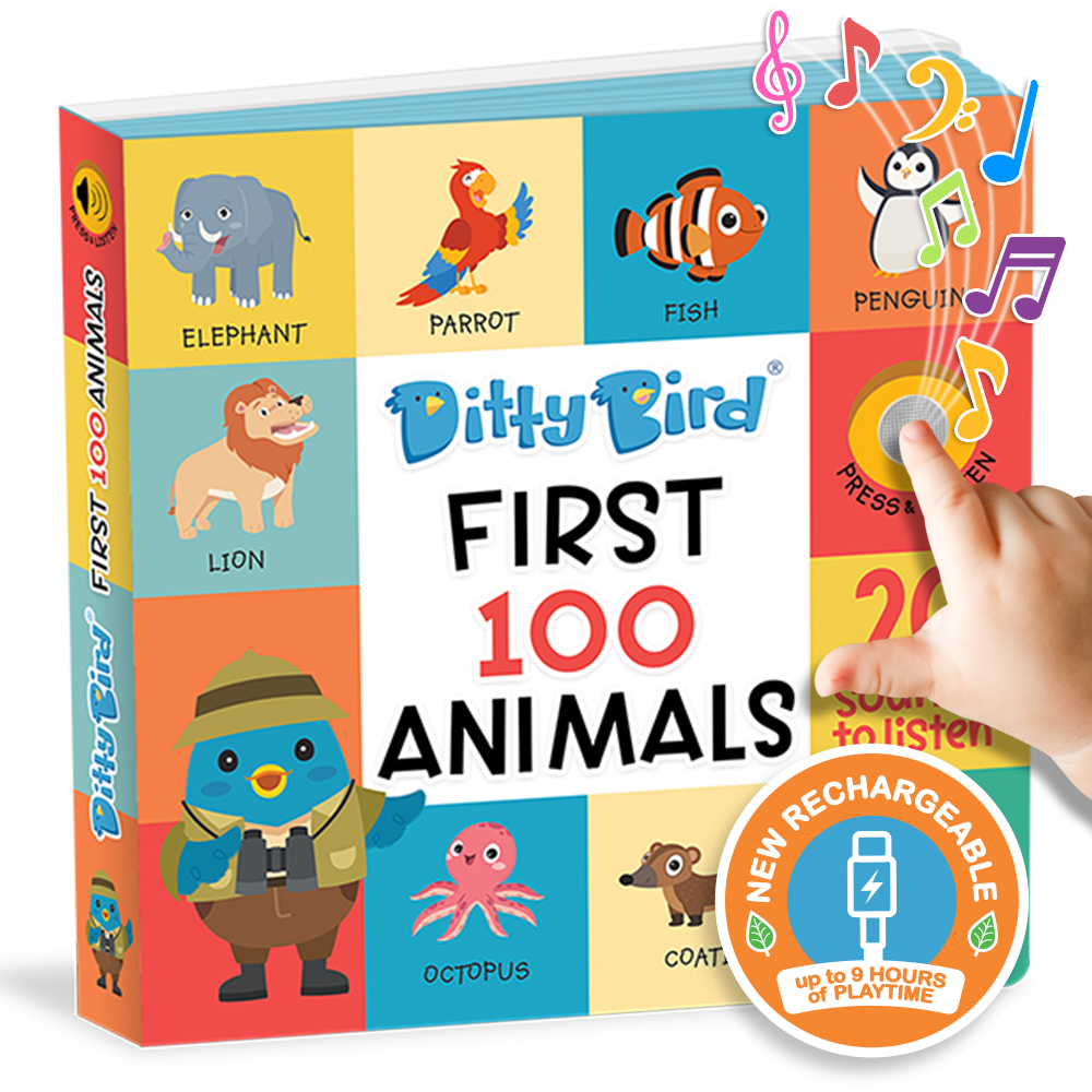 Ditty Bird Baby Book - Best toys - First 100 Animals USB-C Ditty Bird