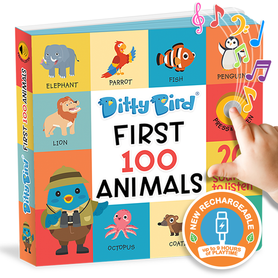 Ditty Bird Baby Book - Best toys - First 100 Animals USB-C Ditty Bird