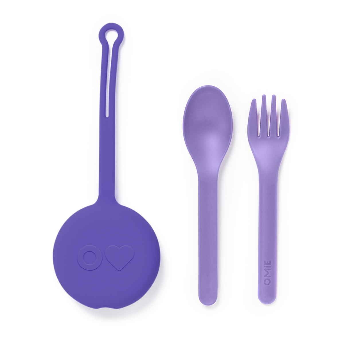 OmiePod Fork & Spoon Set with Silicone Case in Lilac