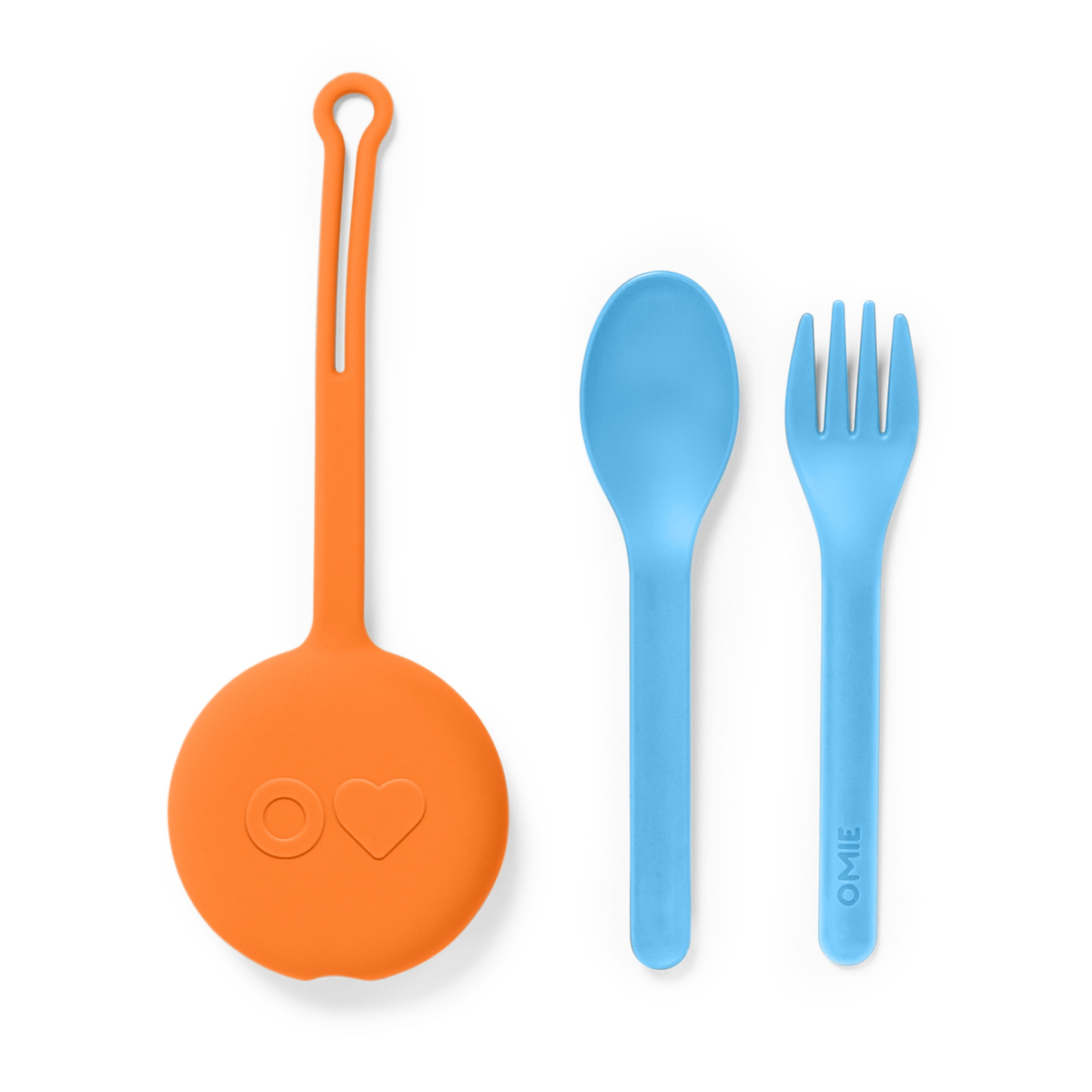 OmiePod Fork & Spoon Set with Silicone Case in Sunrise